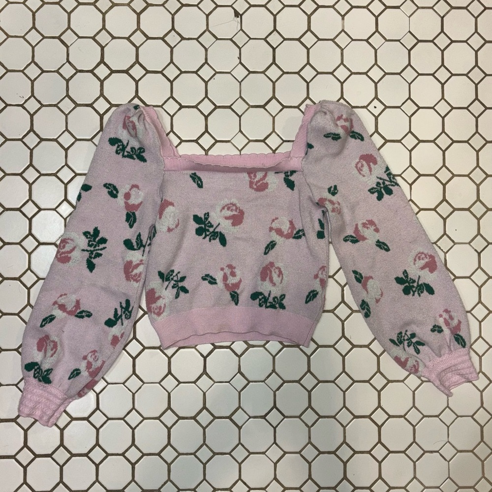 Elegant Pink Floral Women's Cardigan